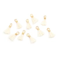 kleine Quasten in Creme mit goldfarbener Aufhängung...