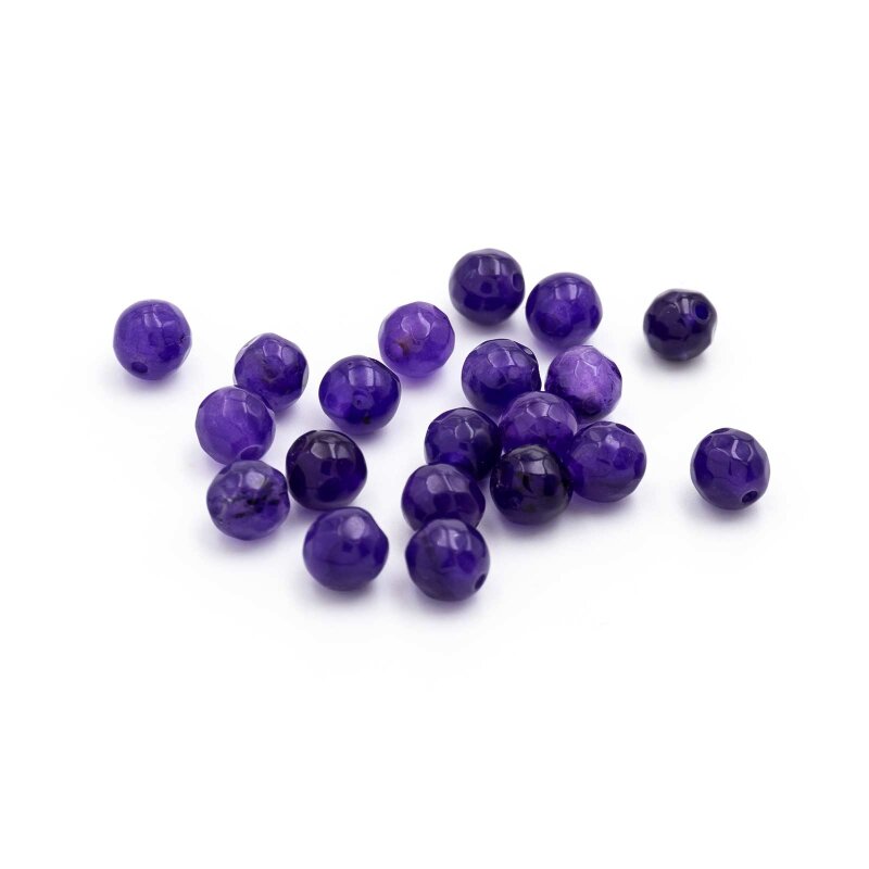 Geschliffene Perlen aus gefärbter Jade in indigo 6 mm 20 Stück