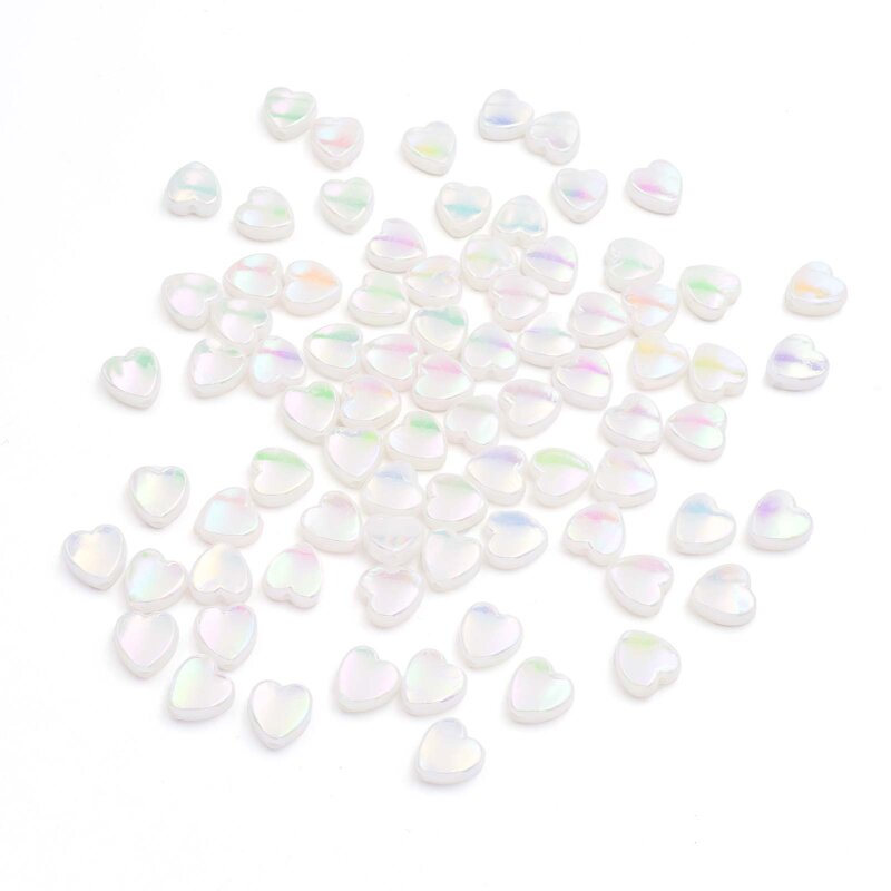 Acrylperlen als Herz mit Holo-Effekt 9 mm 50 Stück