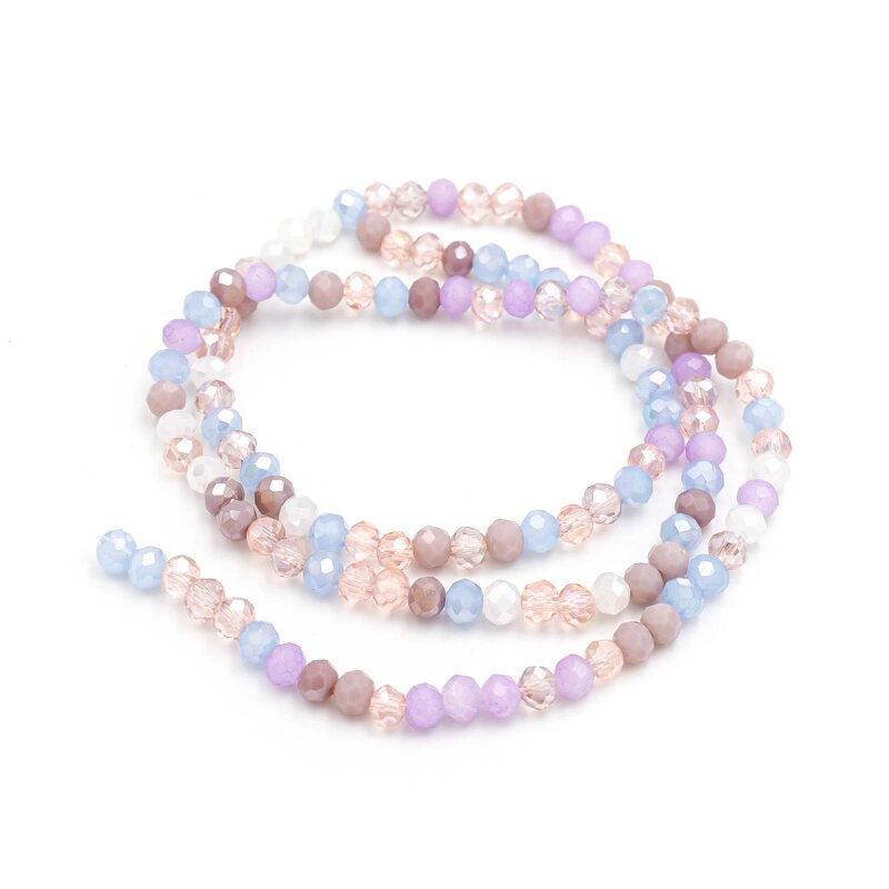Glasschliffperlen im Pastell Mix 4x3 mm 1 Strang mit ca.126 Perlen