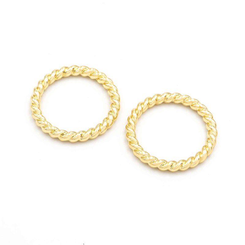 Geflochtener Ring 20 mm in goldfarben 2 Stück