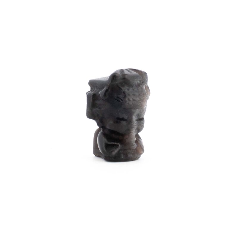Silberobsidian Perle geschnitzter Kopf chinesischer Junge 18 mm - Glücksbringer
