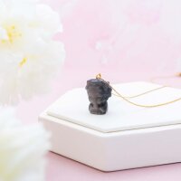 Silberobsidian Perle geschnitzter Kopf chinesischer Junge...