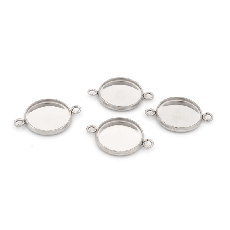 Fassungen als Verbinder aus Edelstahl für 12 mm Cabochons 4 Stück