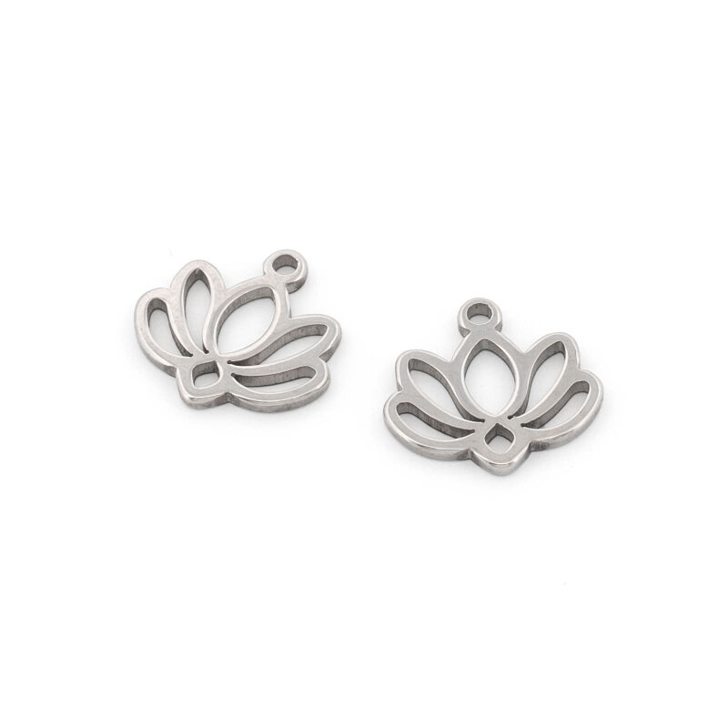 Anhänger Lotusblume aus Edelstahl 11 x11 mm 2 Stück