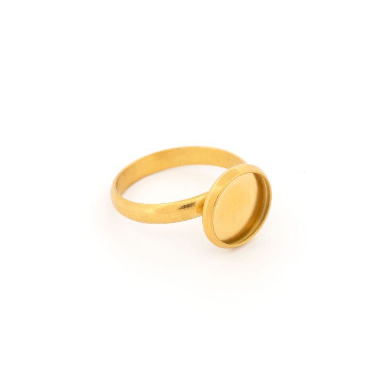 Ringrohling mit goldfarbener IP-Beschichtung für 10 mm Cabochons 2 Stück