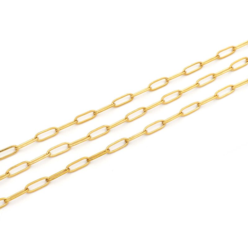 Paperclipkette 1 Meter aus 304 Edelstahl in goldfarben ionenplattiert 12 x 4,5 mm