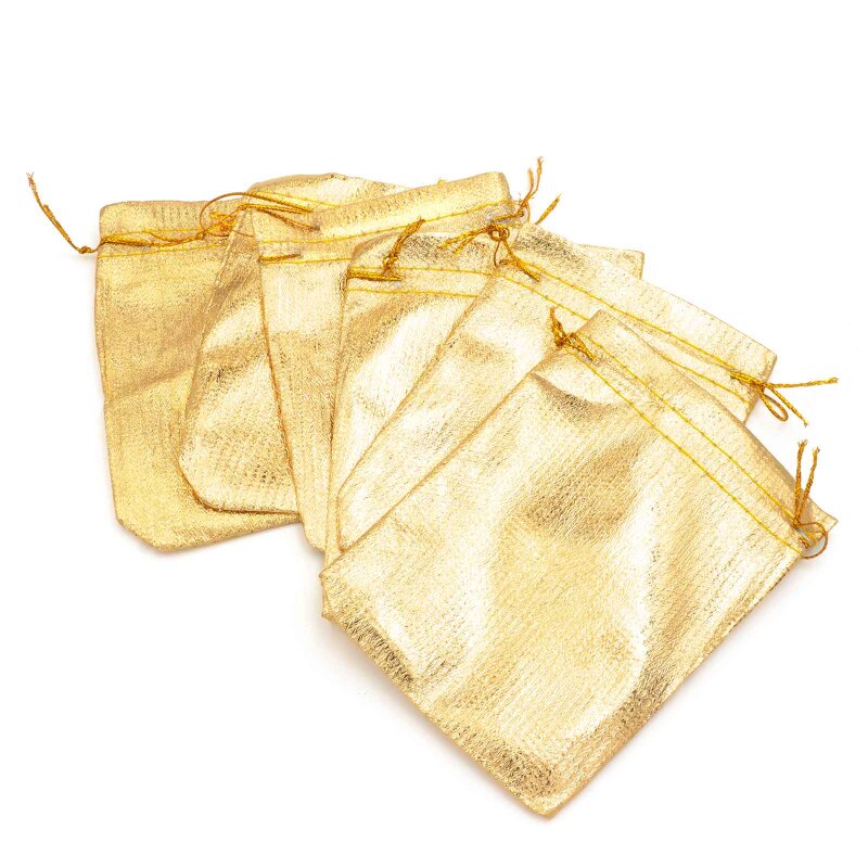 Metallic Geschenksäckchen goldfarben 12x9 cm 6 Stück