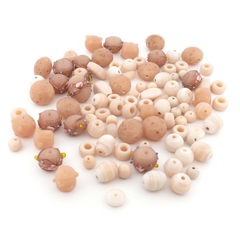 Lampworkperlen Mix Nude in verschiedenen Formen und Größen 100g