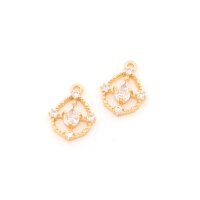 Anhänger Tropfen Goldfarben mit Strass 17x12mm 2...