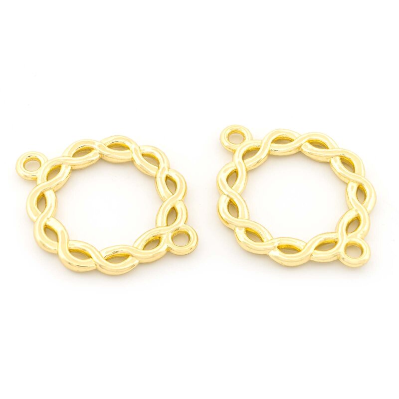 geflochtener Verbinder mit Ösen in goldfarben 21 mm 2 Stück