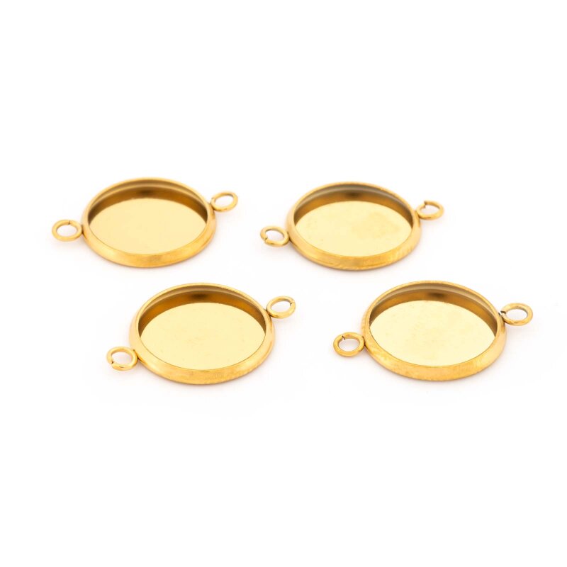 Fassungen als Verbinder aus 304 Edelstahl in Goldfarben ionenbeschichtet 12 mm 2 Stück