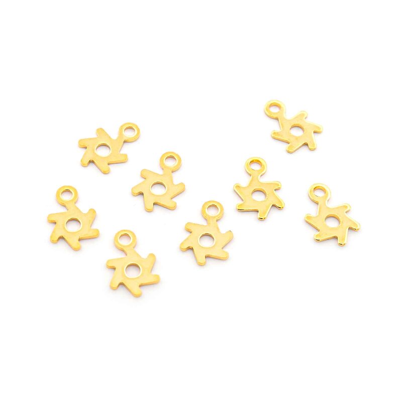 Windrad Anhänger aus 201 Edelstahl mit 18K Goldbeschichtung 10 x 6 mm 8 Stück