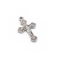 Anhänger als Kreuz aus 304 Edelstahl in Platinfarben...