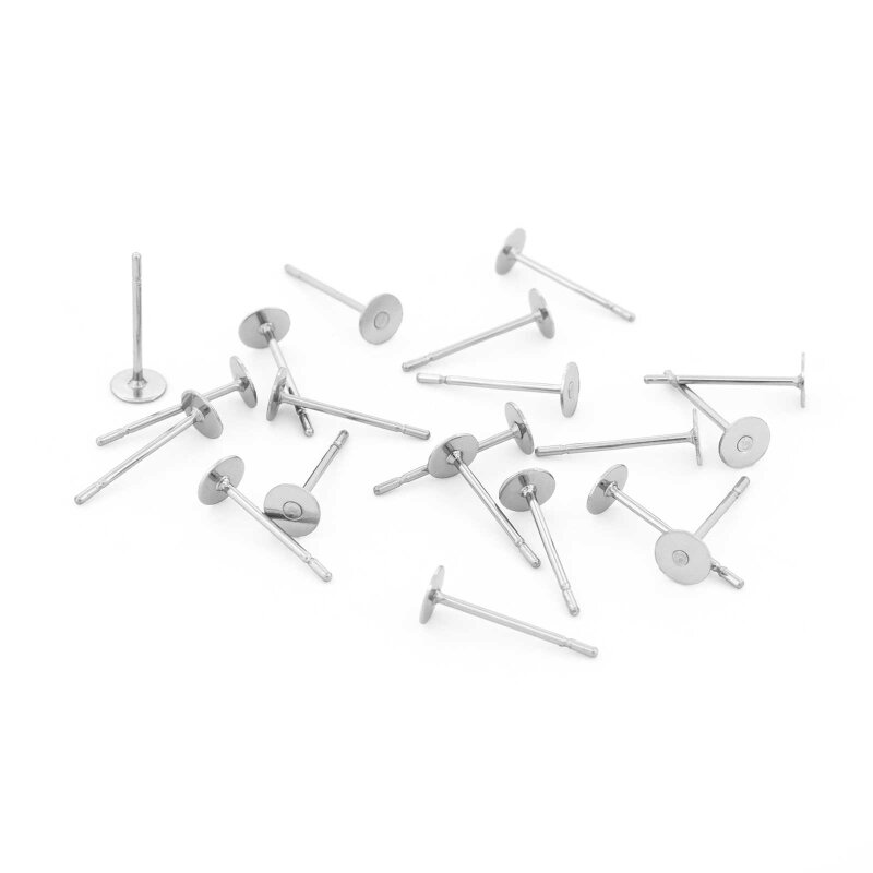 Ohrstecker mit 4 mm Klebepad aus 304 Edelstahl 20 Stück