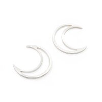 Verbinder aus Messing als Mond, 16 mm, mit 925 Silber...