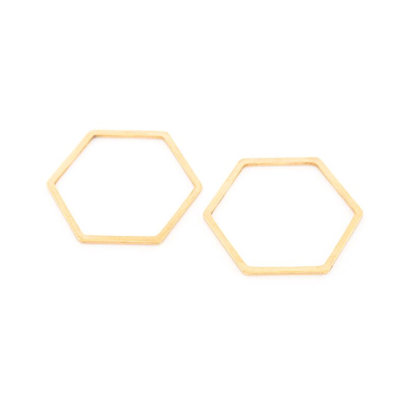 Verbinder als Hexagon 20 x 23 mm aus 304 Edelstahl in Goldfarben beschichtet 2 Stück