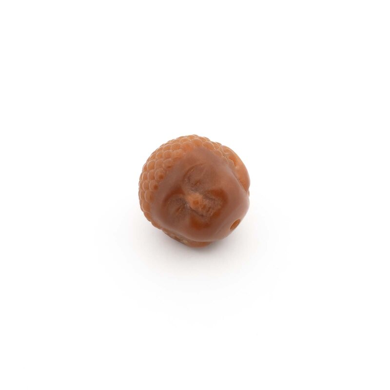 Bodhiperle als Buddhakopf aus Buri Palm Samen 18 mm in naturbelassenen Brauntönen