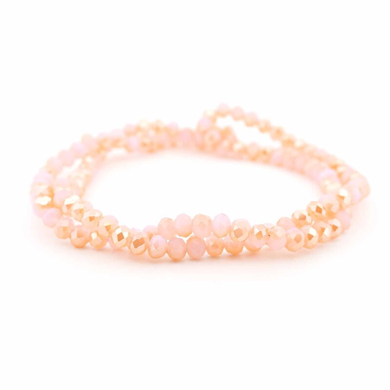 galvanisierte Glasschliffperlen 4 x 3 mm mit Farbverlauf in Rosa und Nougat 1 Strang mit 120 Perlen