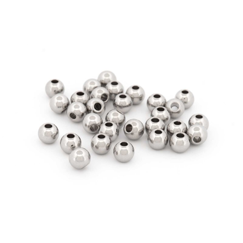 Zwischenperlen 4 mm aus 201 Edelstahl 30 Stück