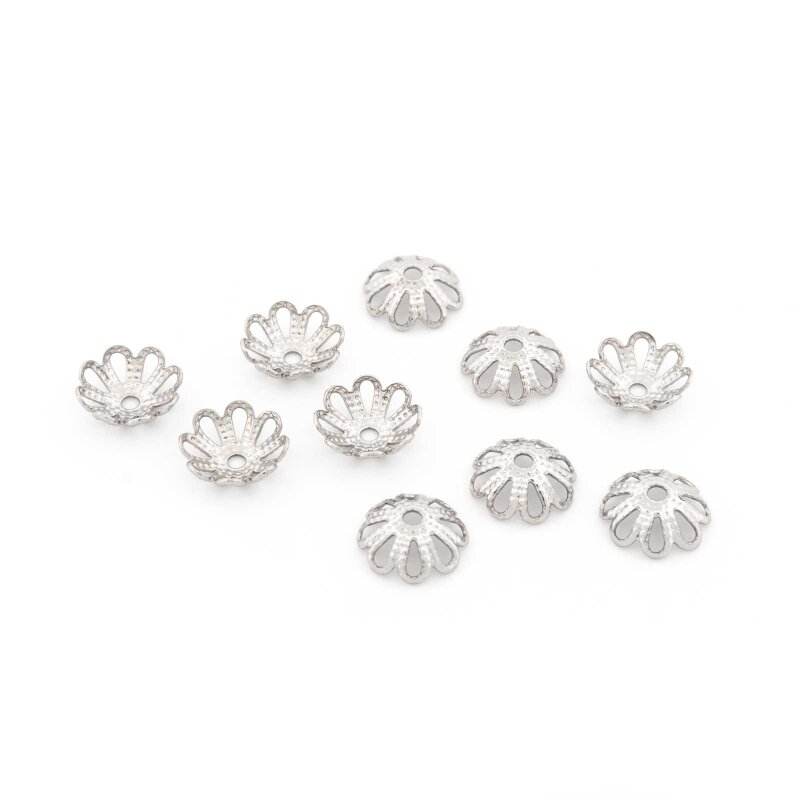 Perlkappen 7 mm in Blütenform aus 304 Edelstahl 10 Stück