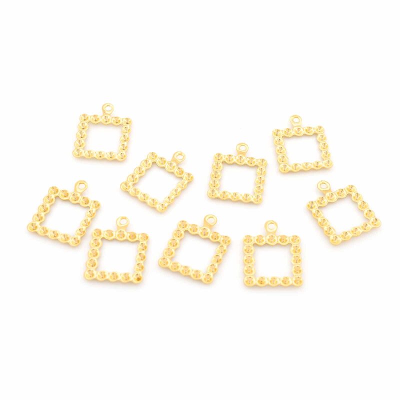 Strukturierter Rahmen-Anhänger Quadrat aus 304 Edelstahl – IP-Beschichtung – 11 x 11 mm – 10 Stück