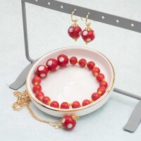 handgemachte Lampwork-Perlen ca. 12 mm in Rot mit...