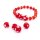 handgemachte Lampwork-Perlen ca. 12 mm in Rot mit weißen Punkten 4 Stück