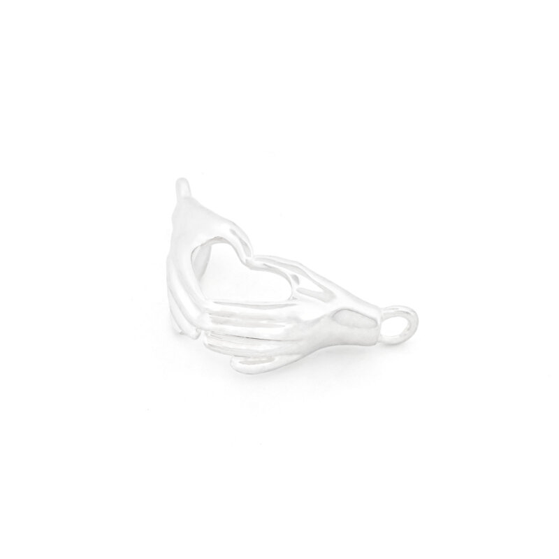 Verbinder Hands of Love aus Messing in Silberfarben beschichtet 21 mm