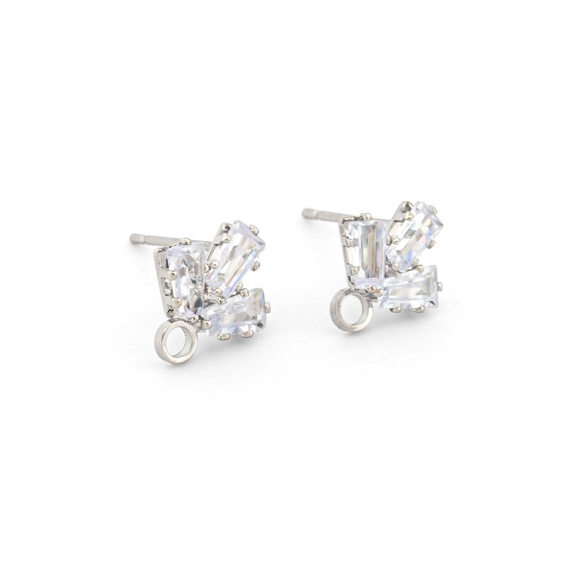 Ohrstecker mit Zirkonias und Pin aus Sterlingsilber 2 Stück
