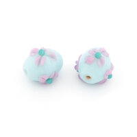 handgemachte Lampwork-Perlen 17 mm in Hellblau mit...