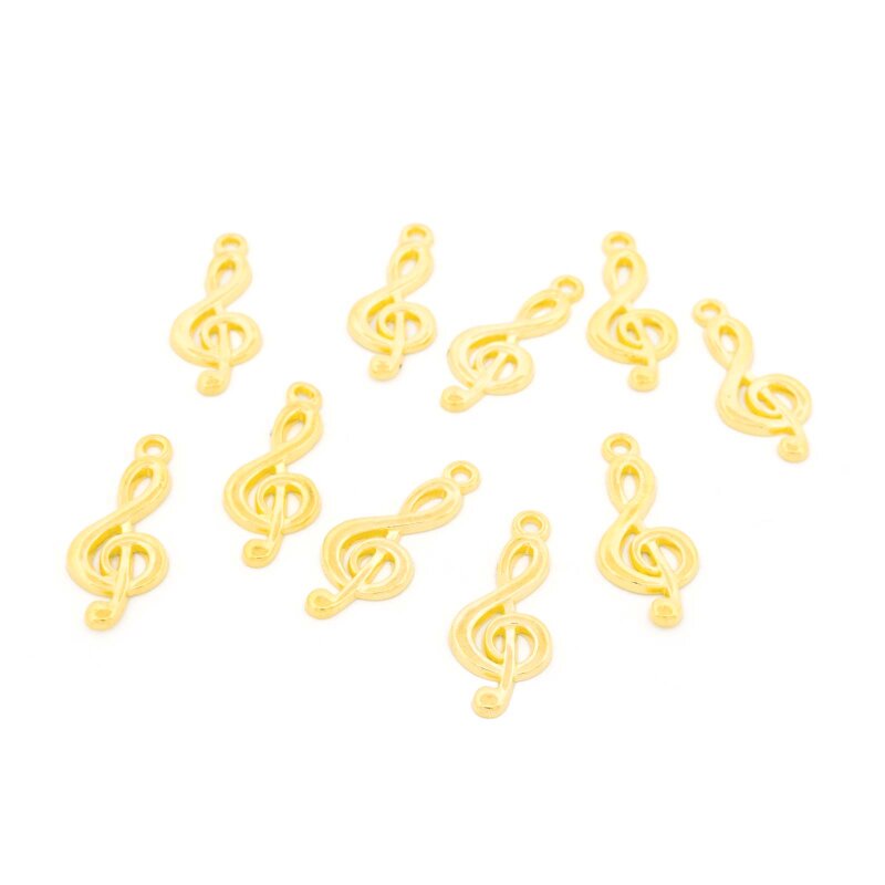 Anhänger als Notenschlüssel 25 mm in goldfarben beschichtet 10 Stück