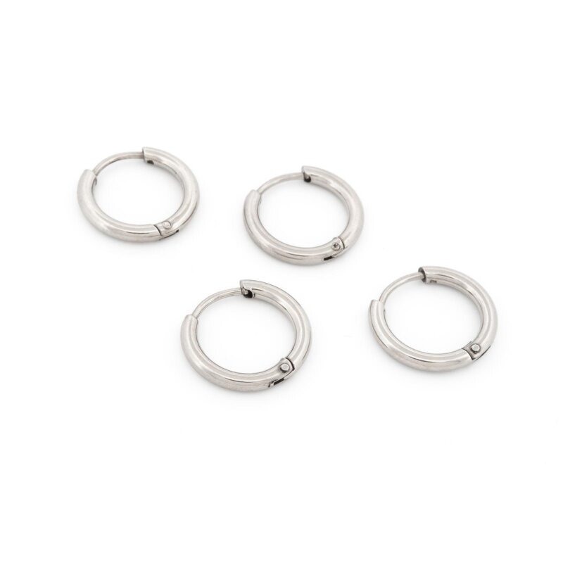 Creolen aus Edelstahl mit 316er Bügel 14 mm 4 Stück