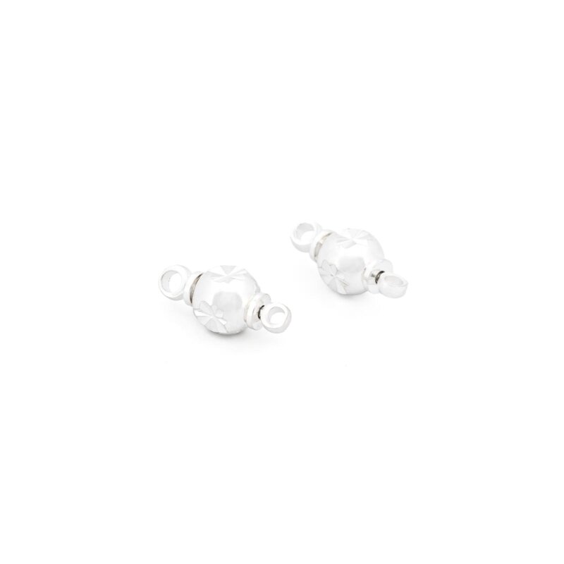 Schraubverschluss als Perle 6 mm aus Messing mit langanhaltender 925 Silberbeschichtung 2 Stück