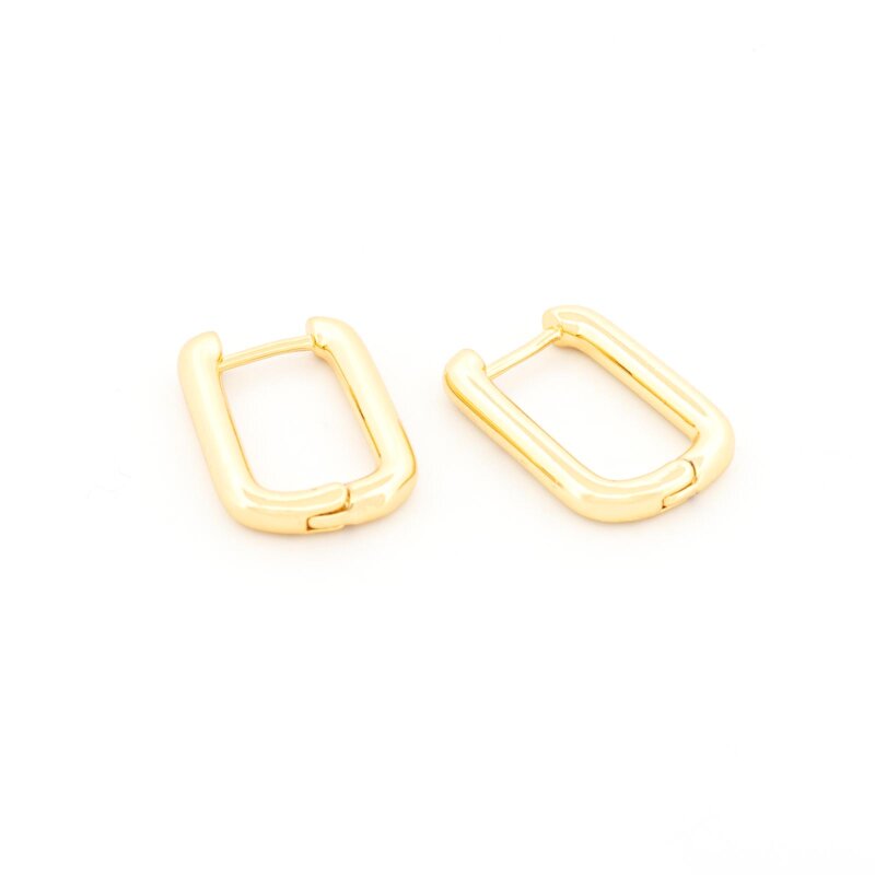 Rechteckige Creolen aus Messing mit 18K Goldbeschichtung 18 x12 mm 2 Stück