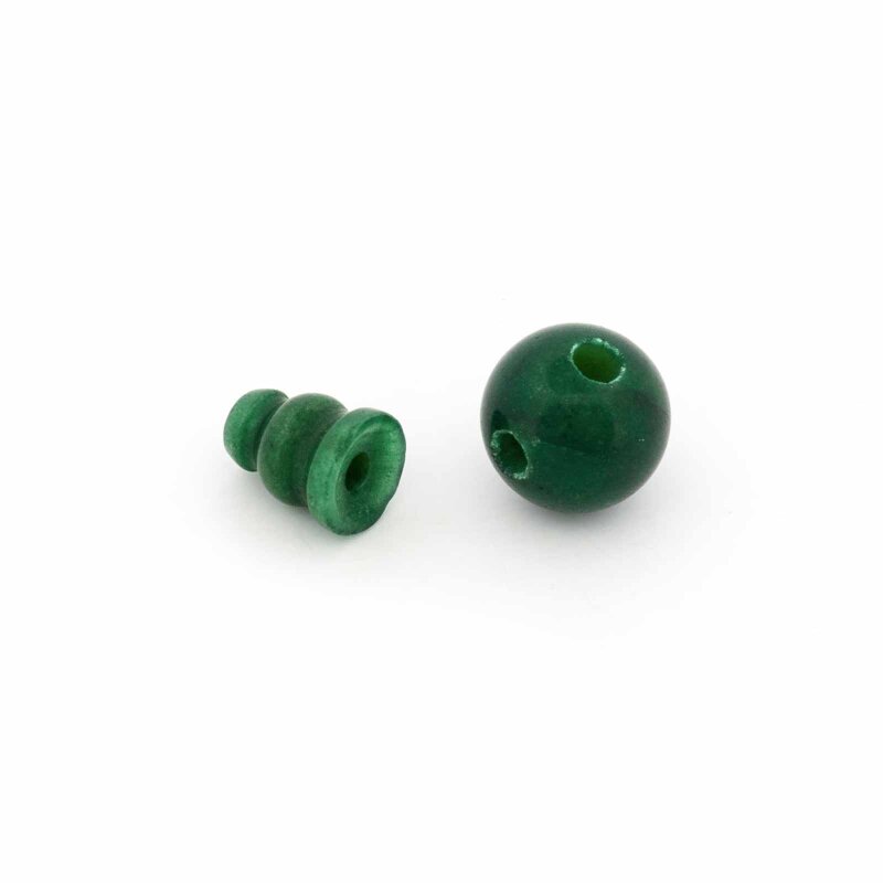 zweiteilige Guru-Perle aus natürlicher Jade mit T-Bohrung in Dunkelgrün 10 mm 1 Set