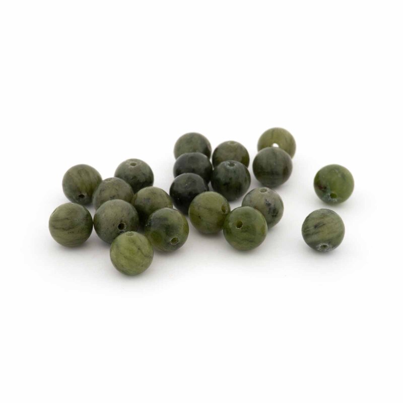 Perlen aus natürlicher Jade in Olivgrün 6 mm 20 Stück
