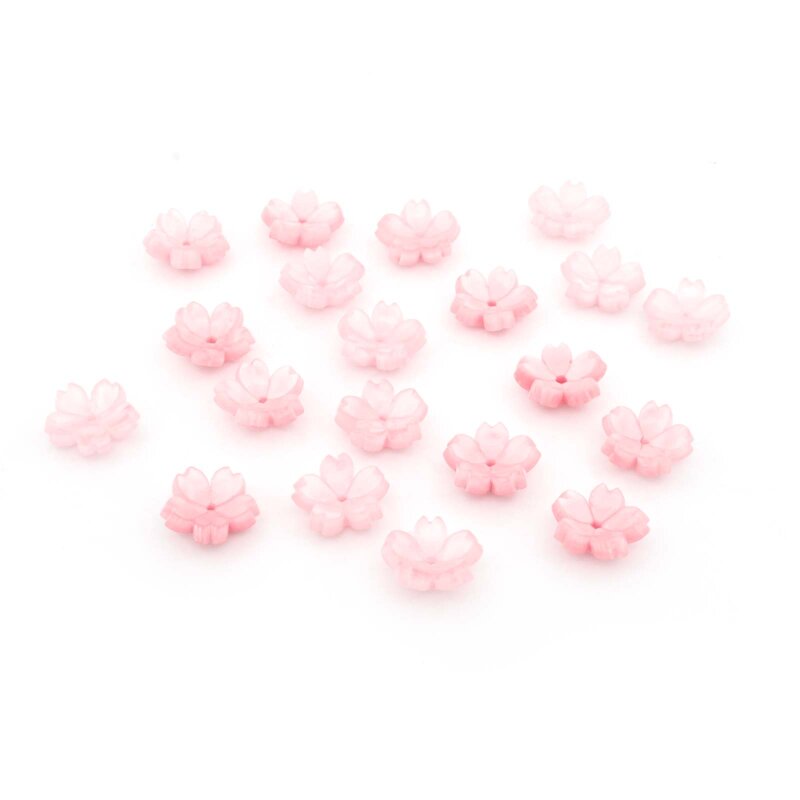 Kirschblüten-Perlkappe 11 mm aus Resin in Rosafarben 20 Stück