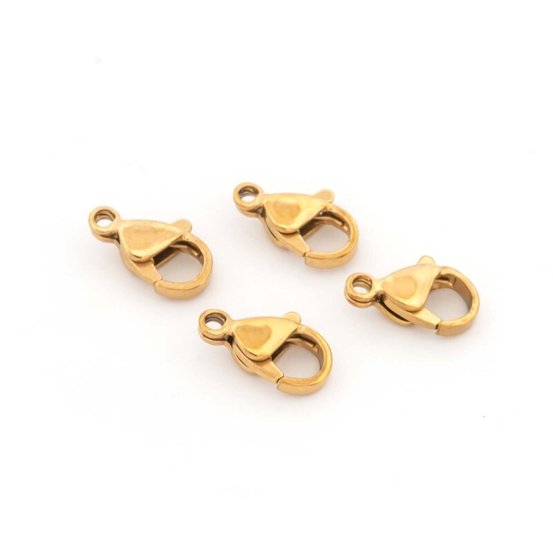 Karabinerverschluss aus 304 Edelstahl 12 mm mit 18K Goldbeschichtung IP 4 Stück