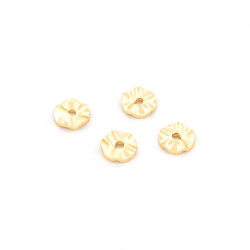 Zwischenperlen gewellt aus Messing in Goldfarben 6 mm 4 Stück