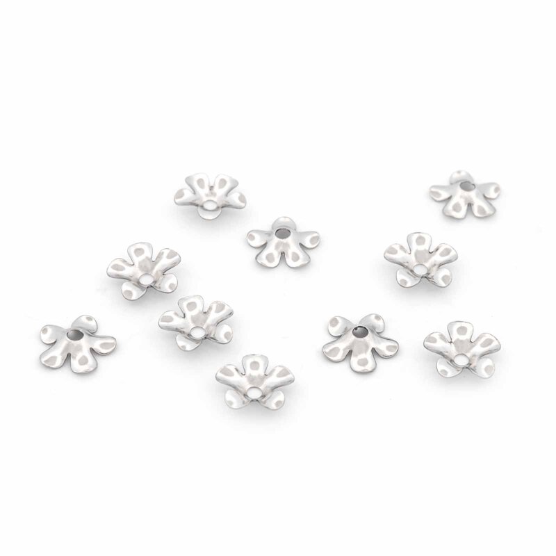 Perlkappen aus 304 Edelstahl mit 5 Blättern 6 mm 10 Stück