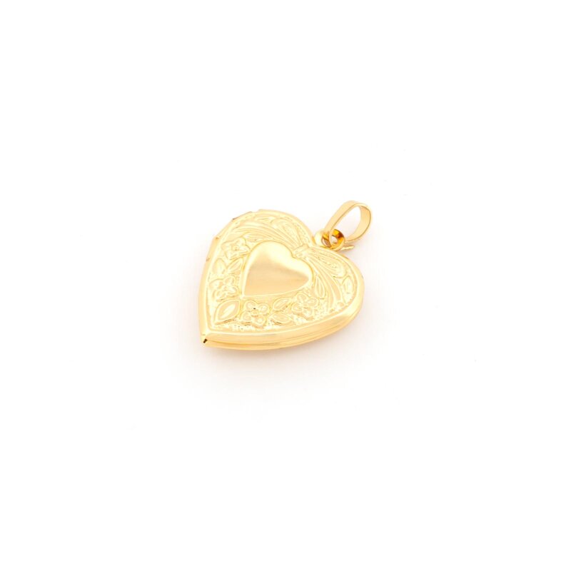 Medaillon als Herz aus 316 Edelstahl mit 18K Goldbeschichtung 22 mm