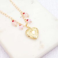 Medaillon als Herz aus 316 Edelstahl mit 18K...