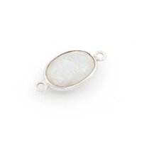 Verbinder aus 925er Silber mit gefasstem Mondstein 19 mm
