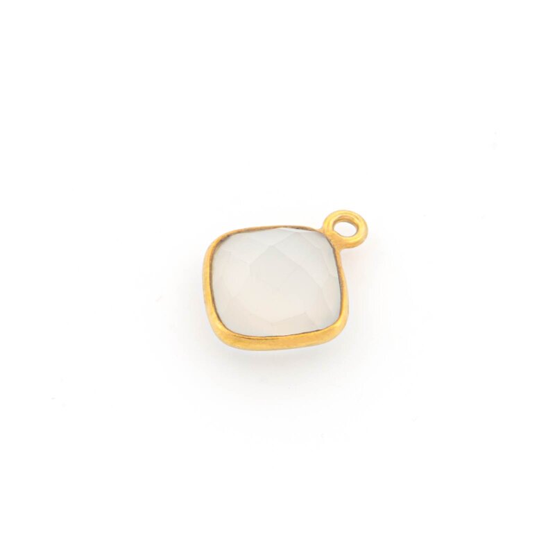 Anhänger aus Silber 925 mit gefasstem Mondstein 14 mm in Goldfarben