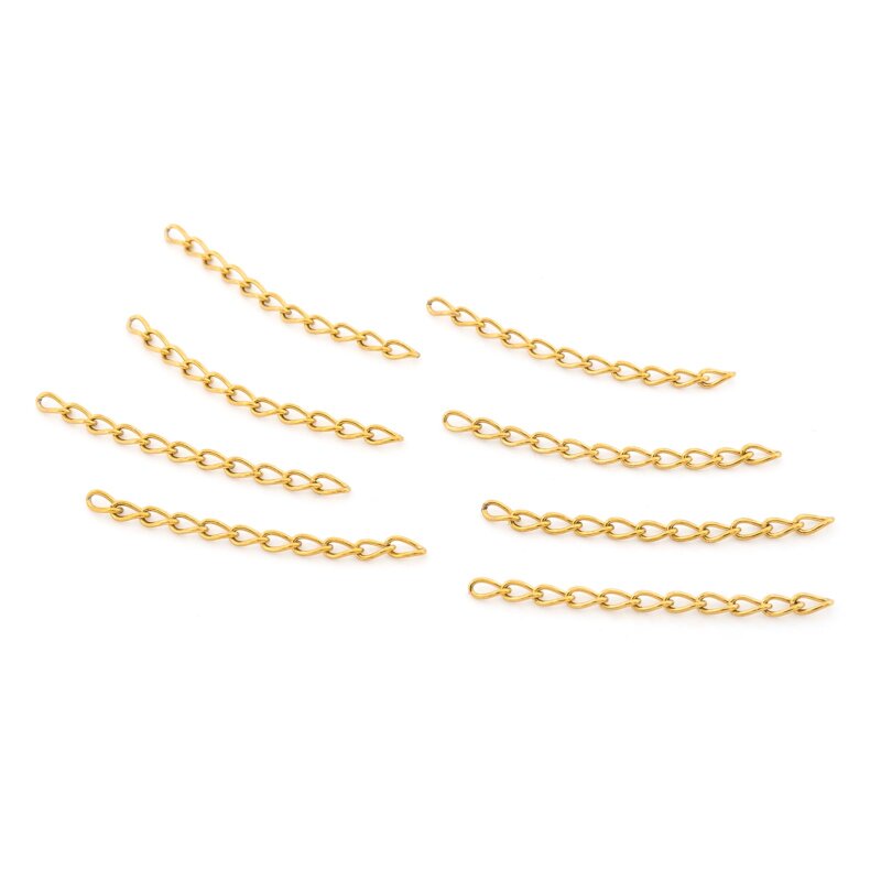 zarte Verlängerungskette 20 mm aus 304 Edelstahl in Goldfarben ionenplattiert 8 Stück