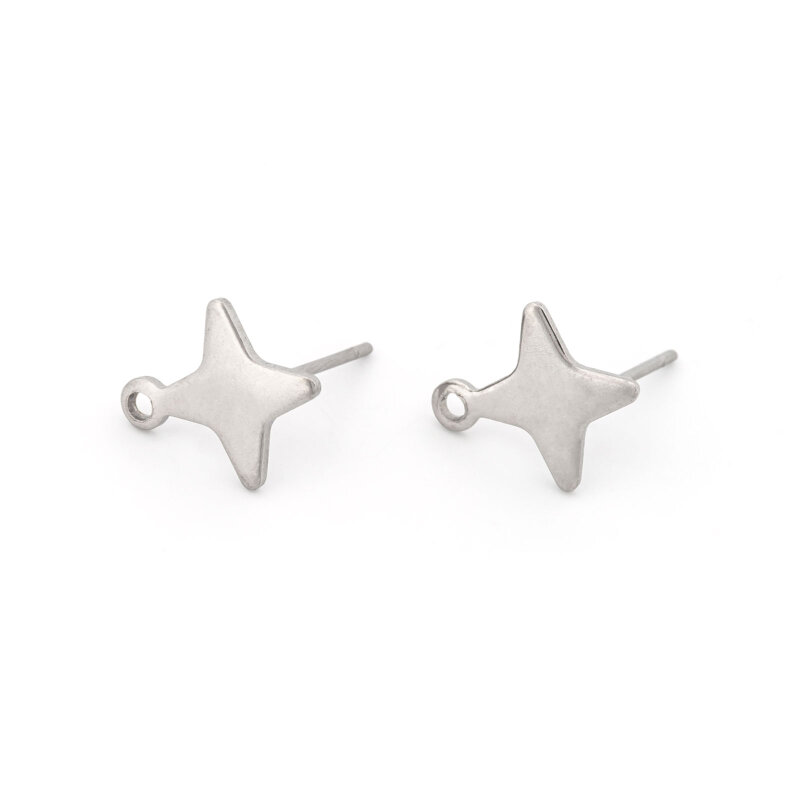 Ohrstecker als Stern mit Öse aus Edelstahl 13 mm 2 Stück