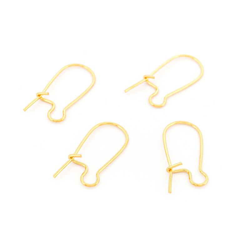 Kidney Ohrhaken aus Messing mit 18K Goldbeschichtung 20 x 9 mm 4 Stück