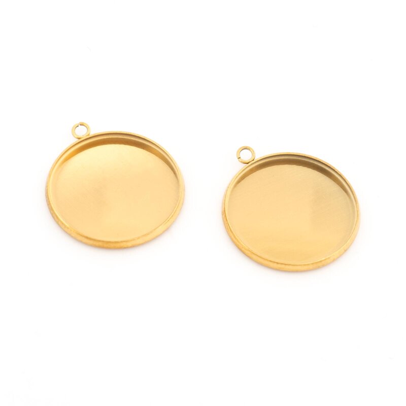 Fassung aus 304 Edelstahl in Goldfarben ionenbeschichtet für 20 mm Cabochons 2 Stück