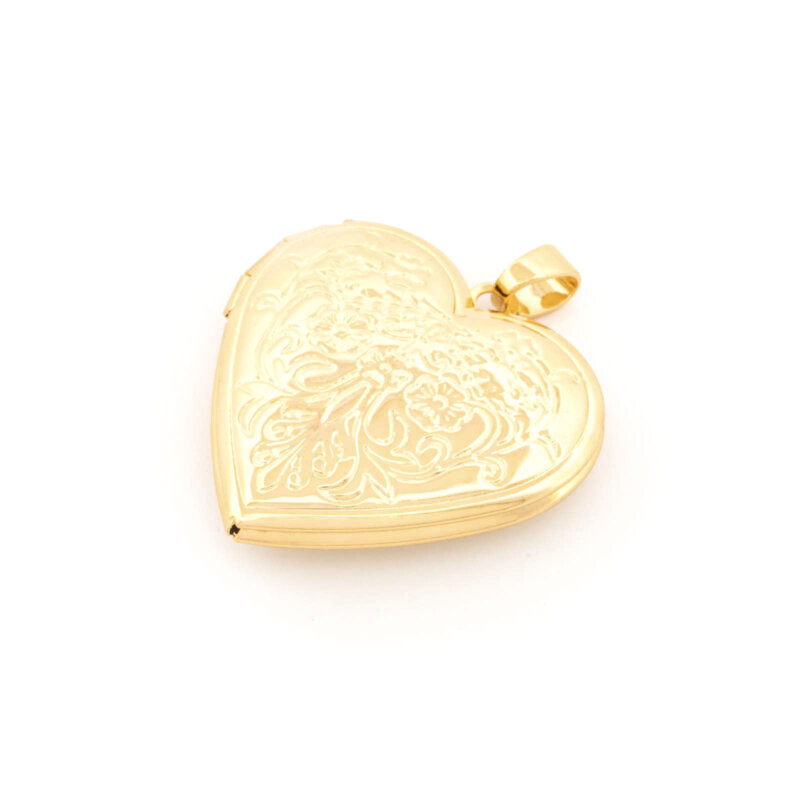 Herz-Medaillon 29 mm aus Messing mit 18K Goldbeschichtung